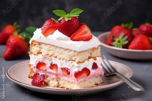 Delicious Strawberry Cream Cake - Created with Generative AI Tools