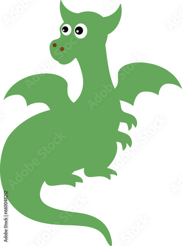 Green cartoon dragon for decoration and design.