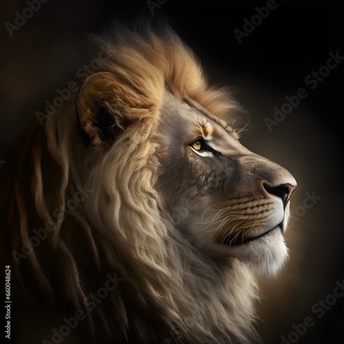 side portrait of a lion 
