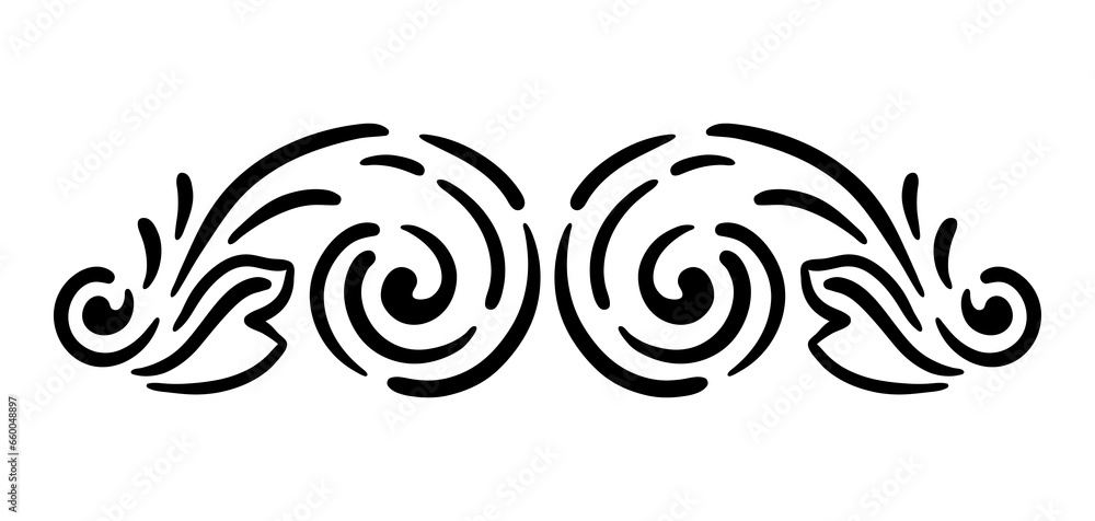 Fototapeta premium Vintage swirling element. Retro curling vignette.