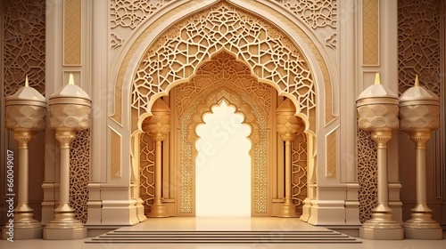 Isolated image of an Islamic ornamented gate for event exhibition