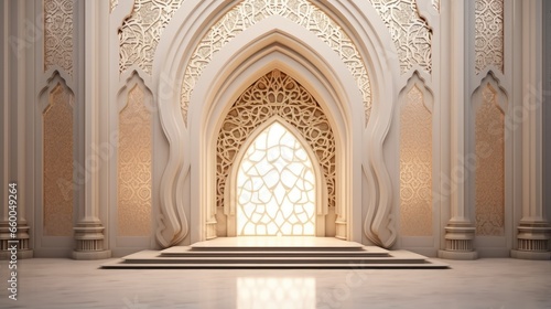 Isolated image of an Islamic ornamented gate for event exhibition © vxnaghiyev