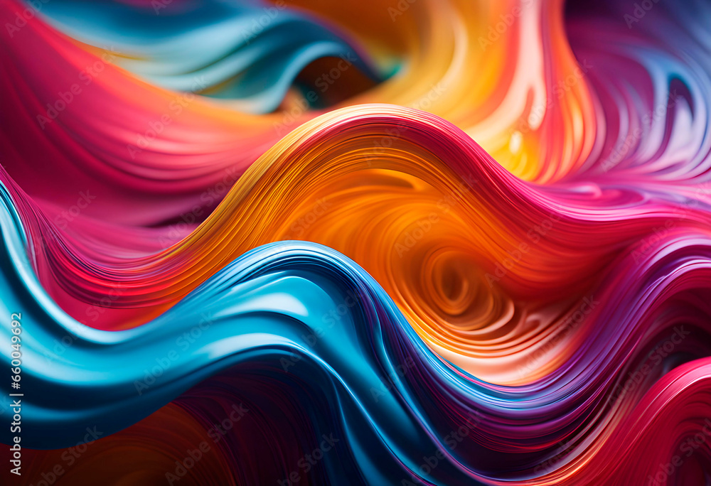 Obraz premium Liquid wallpaper, abstract 3D background with paint bubbles flow wave