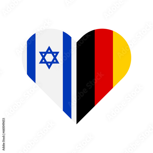 unity concept. heart shape icon of israel and germany flags. vector illustration isolated on white background