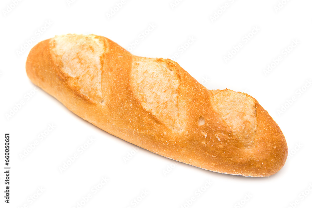 Fresh baked bread on white background