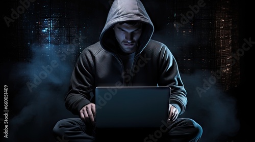 Hacker using a laptop