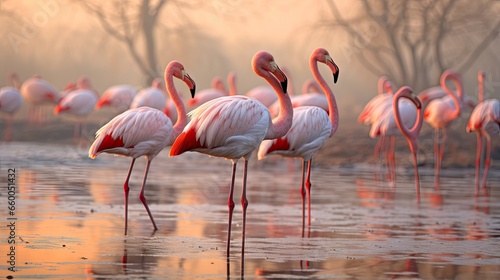 Flamingo family s winter migration at Keoladeo National Park India photo