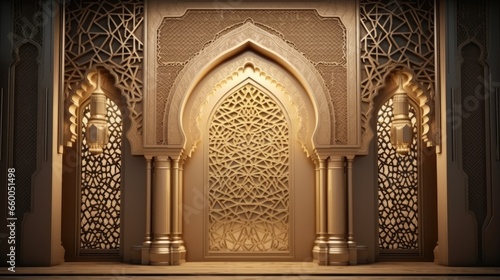 Isolated image of an Islamic ornamented gate for event exhibition