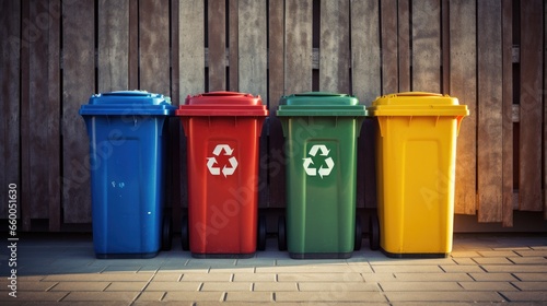 Four recycle bins vibrant o...