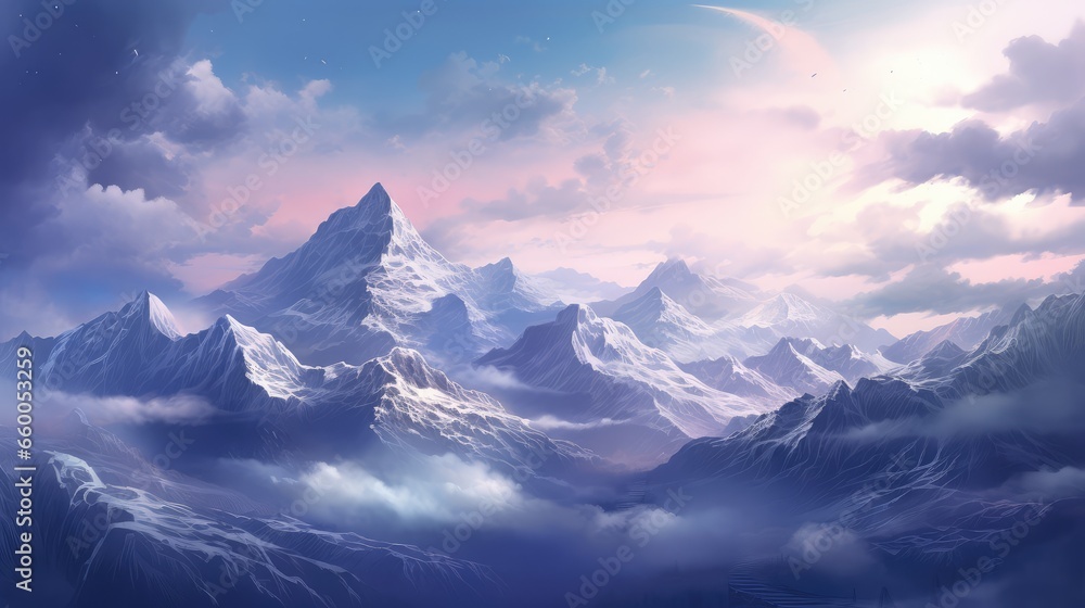 mountains and clouds - generative ai