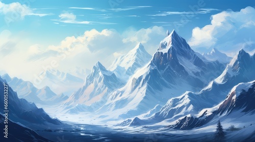 Winter mountains landscape with snow - generative ai
