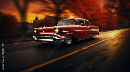 Classic Car Speeding at the Dark City Photography © Galih