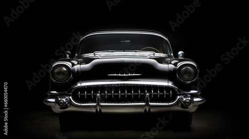 Classic Car at The Isolated Black Dark Background Photography photo
