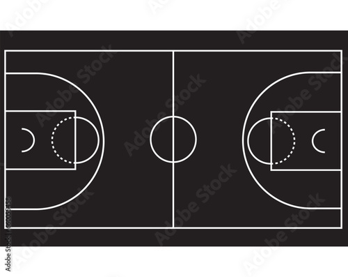 Basketball court dimensions. Basket ball playground sizes. Vector illustration.	