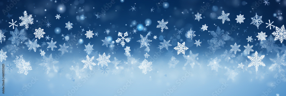 CHRISTMAS CARD. WINTER BACKGROUND WITH SNOWFLAKES, HORIZONTAL IMAGE. image created by legal AI CHRISTMAS CARD. WINTER BACKGROUND WITH SNOWFLAKES, HORIZONTAL IMAGE. image created by legal AI
