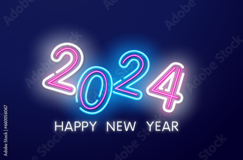 Happy Merry Christmas neon sign. Night party. Neon sign, bright signboard, light banner.