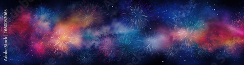 Joyful New Year's Eve Party Banner - Vibrant Celebration Illustration. Generative AI photo
