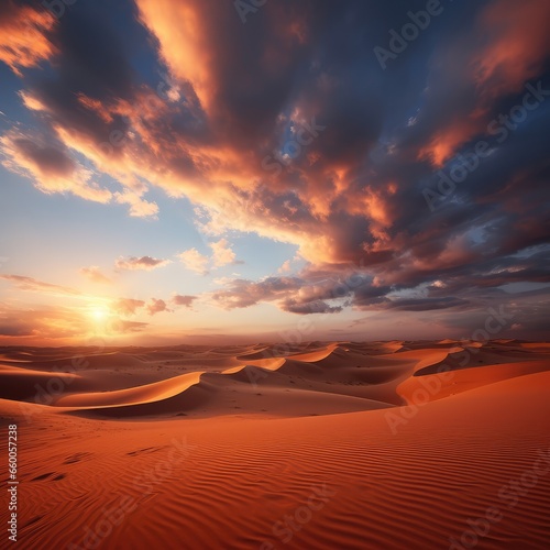 sunset over the desert - generative ai