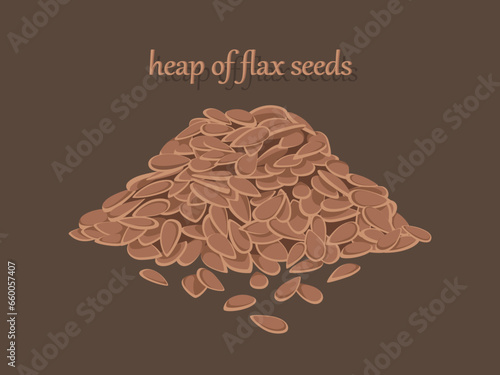Clipart heap of flax seeds. Vector illustration of organic, bio and superfood linseeds.