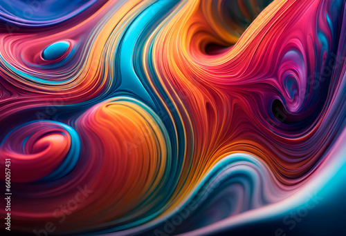 Liquid wallpaper, abstract 3D background with paint bubbles flow wave