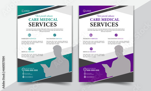 healthcare or medical flyer design template| Corporate healthcare Brochure design, cover modern flyer layout poster, colors variations flyer in A4