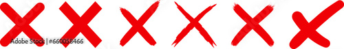 Red wrong mark.  Red cross x vector icon set.  photo