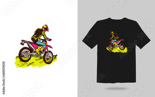 Motocross adventure vector for clothing, biker t-shirt design for motorcycle lovers vintage atv t-shirt motorcycle design