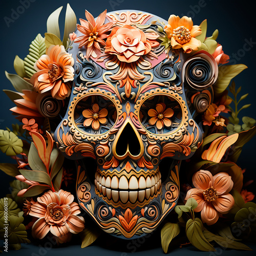 day of the dead skull, generated with ai, dia de muertos
