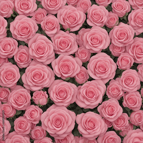 Pink roses background. Delicate wedding card. Flower template to add text. Generative AI