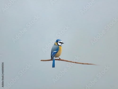blue tit bird in a fine art even background generatieve ai © Femke