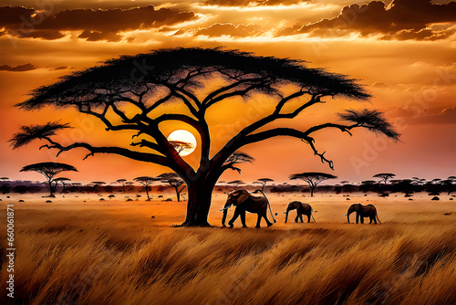 African savannah at sunset