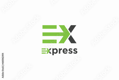 express logo design with letter ex logo concept photo
