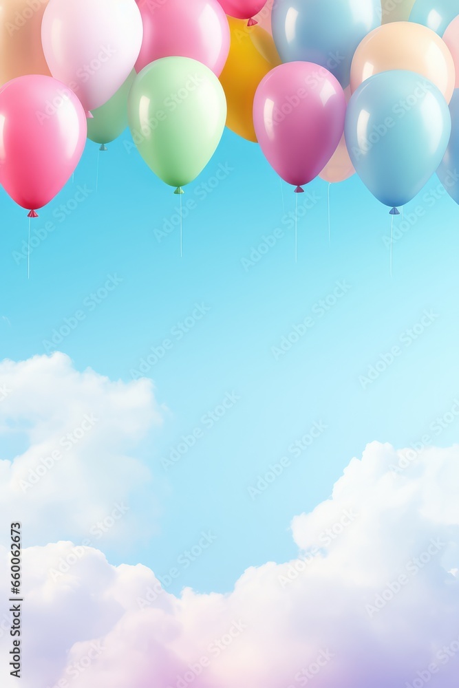 balloons in the sky background with copy space - generative ai balloons in the sky background with copy space - generative ai