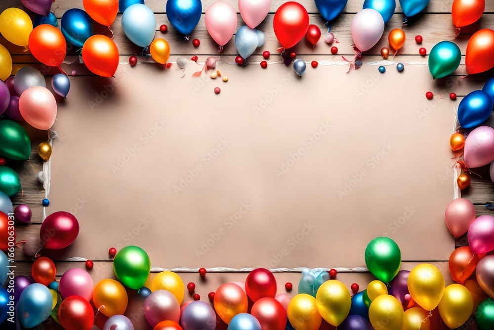 border filled with balloons with middle text copy space for decoration and birthday border filled with balloons with middle text copy space for decoration and birthday