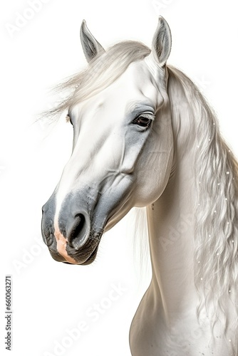 white horse portrait on white background © aigarsr