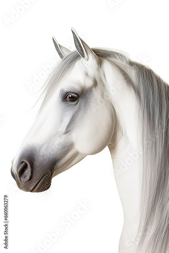 white horse portrait on white background