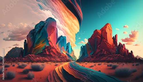 Desert mountain Glitch RGB  photo
