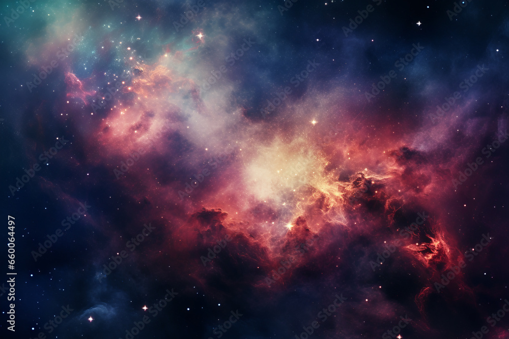 Nebula, galaxies and stars in space background