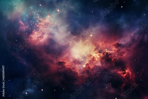 Nebula, galaxies and stars in space background