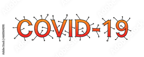 hand drawn covid-19 virus on white background