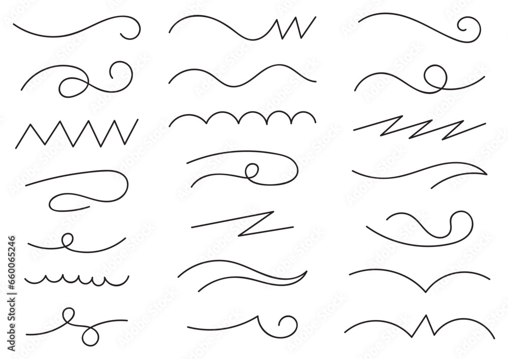 hand drawn different line shapes - obrazy, fototapety, plakaty 