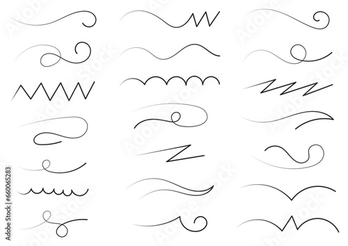 hand drawn different line shapes. free line set
