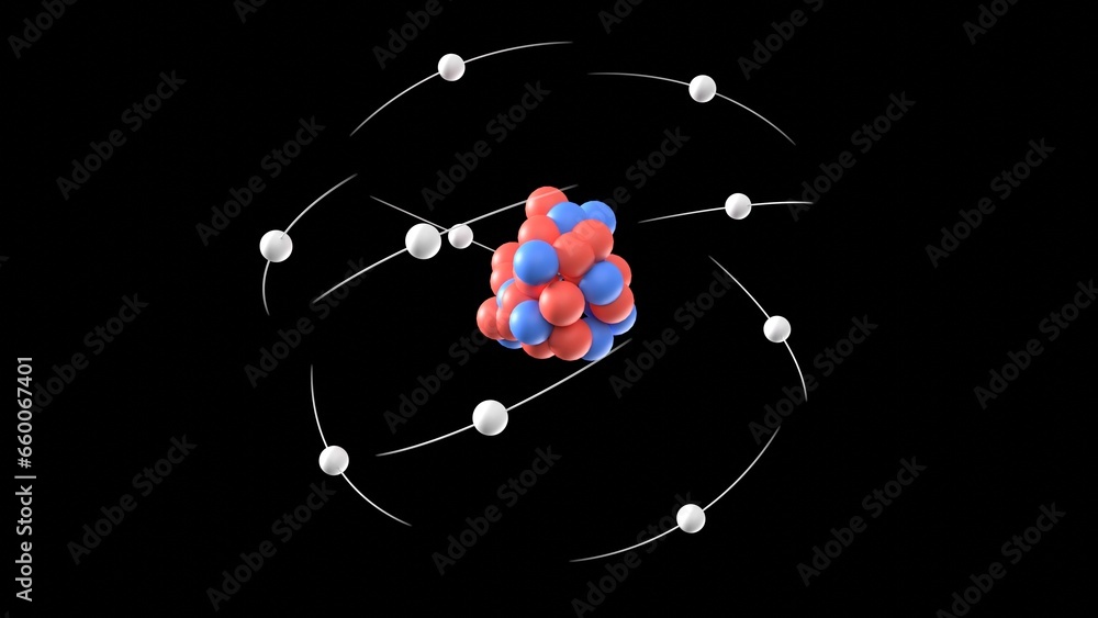 Φωτογραφία atomic model 3d illustration electron orbital spinning