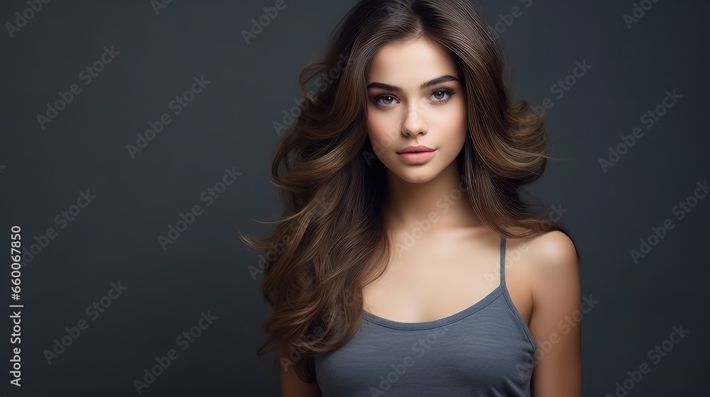 Woman portrait on dark background - generative ai Woman portrait on dark background - generative ai