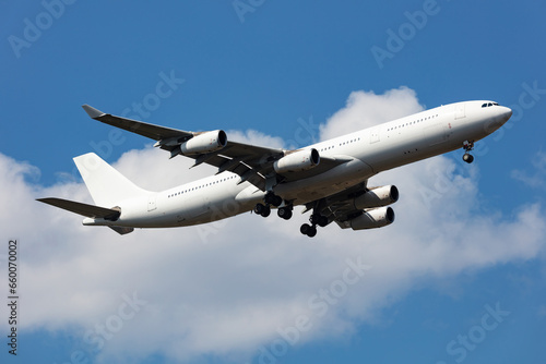 Untitled passenger plane at airport. Aviation industry and aircraft. Air transport and flight travel. International transportation. Fly and flying. Creative photography.