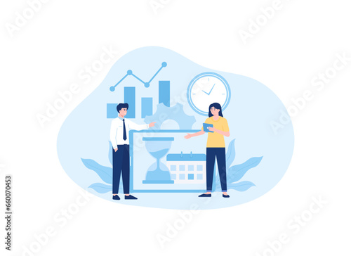 Business time management concept flat illustration