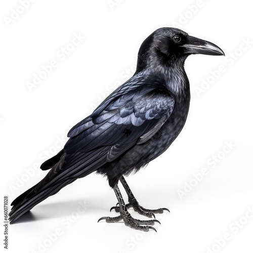 Northwestern crow bird isolated on white background.