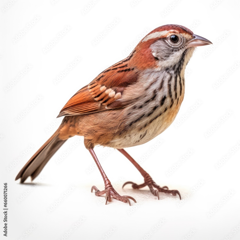 Swamp sparrow bird isolated on white background. Swamp sparrow bird isolated on white background.