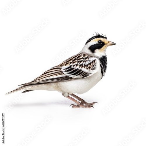 Thick-billed longspur bird isolated on white background.