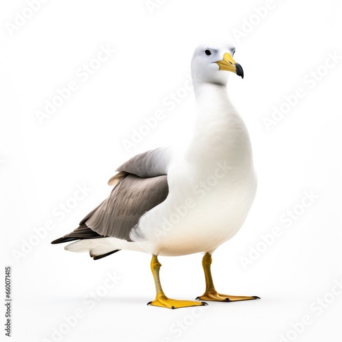 Yellow-nosed albatross bird isolated on white background.